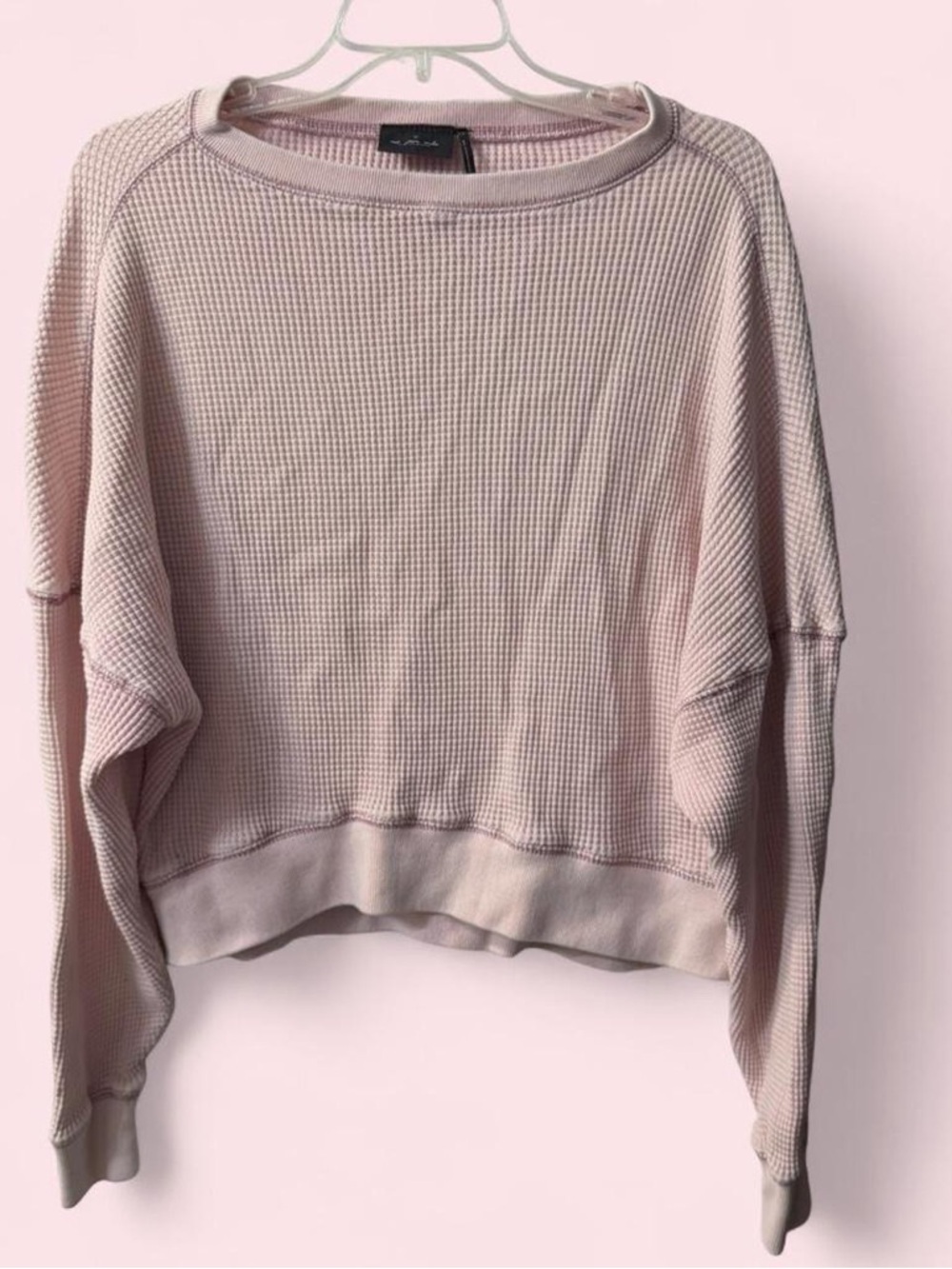Urban Outfitters Waffle Knit Pink Out From Under Cropped Long Sleeve Oversized L